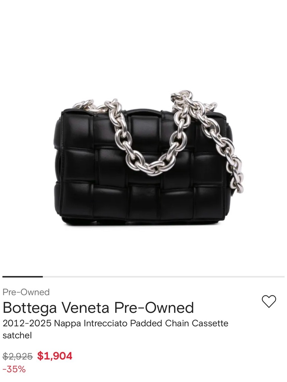 Bottega Veneta Black Padded Intrecciato Chain Satchel